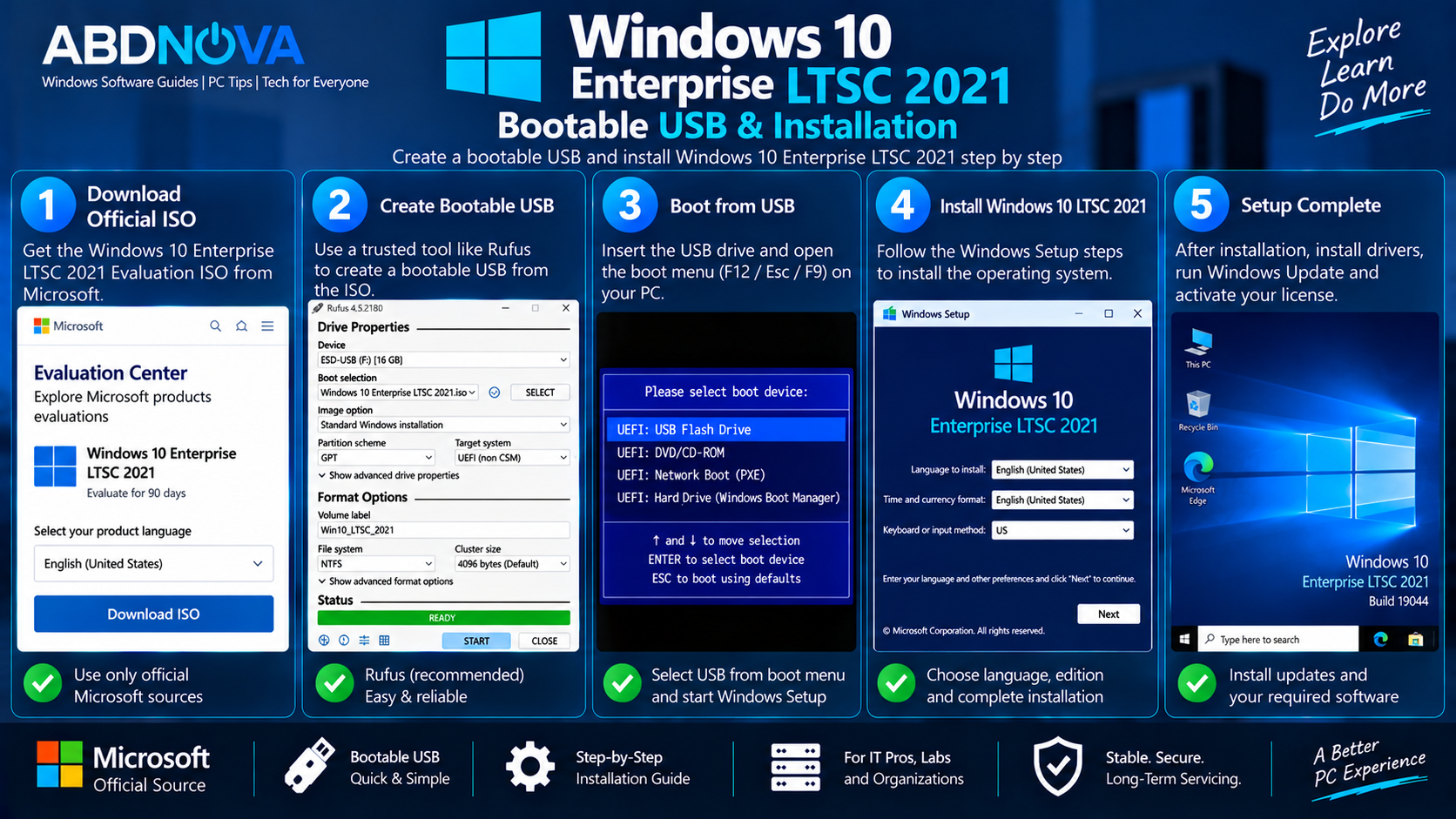 Windows 10 Enterprise LTSC 2021 Bootable USB and Installation