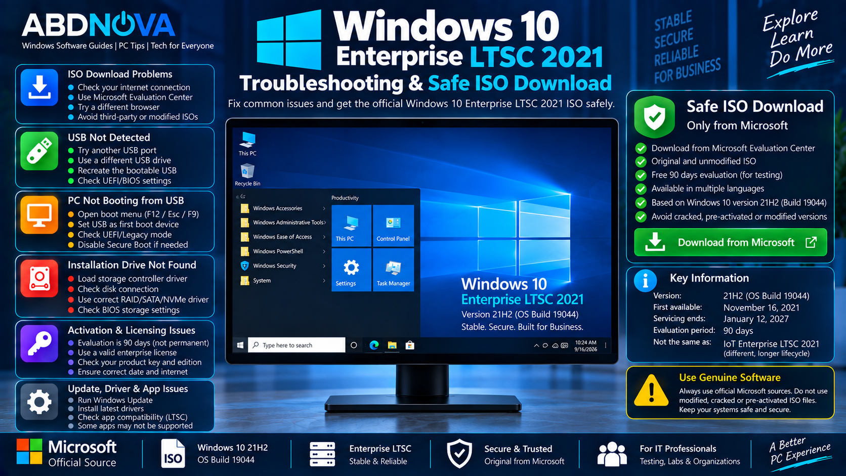 Windows 10 Enterprise LTSC 2021 Troubleshooting and Safe ISO Download
