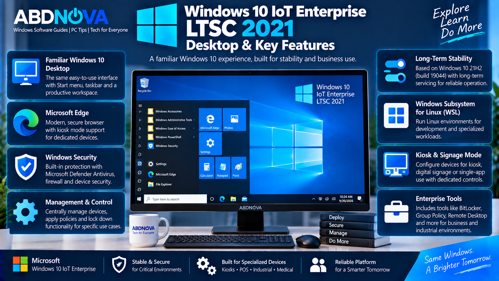 Windows 10 IoT Enterprise LTSC 2021 Desktop and Key Features