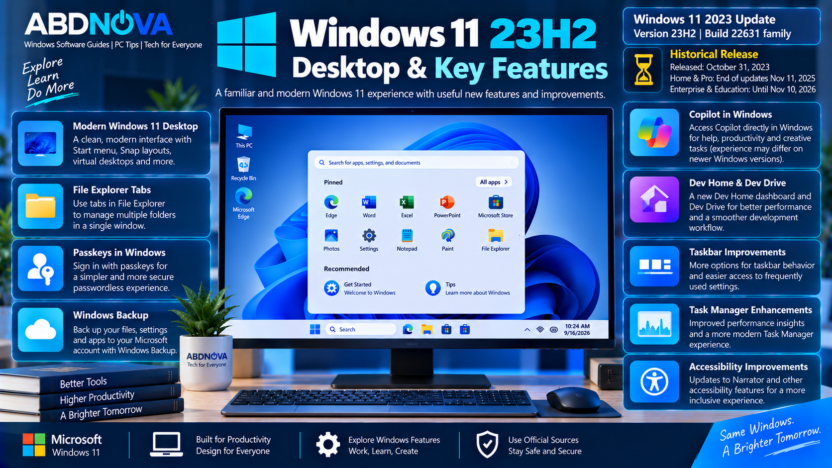 Windows 11 23H2 Desktop and Key Features