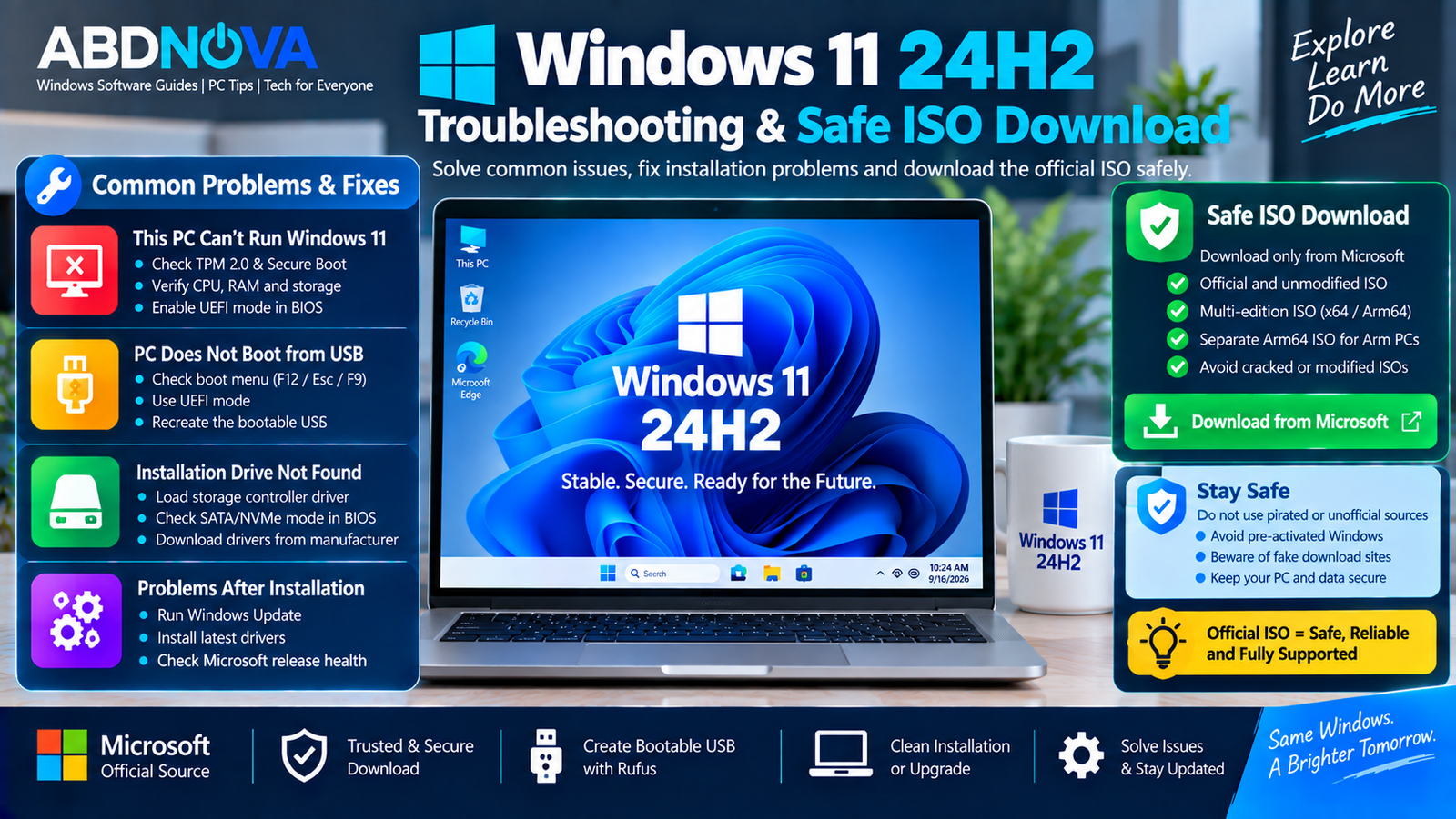 Windows 11 24H2 Troubleshooting and Safe ISO Download