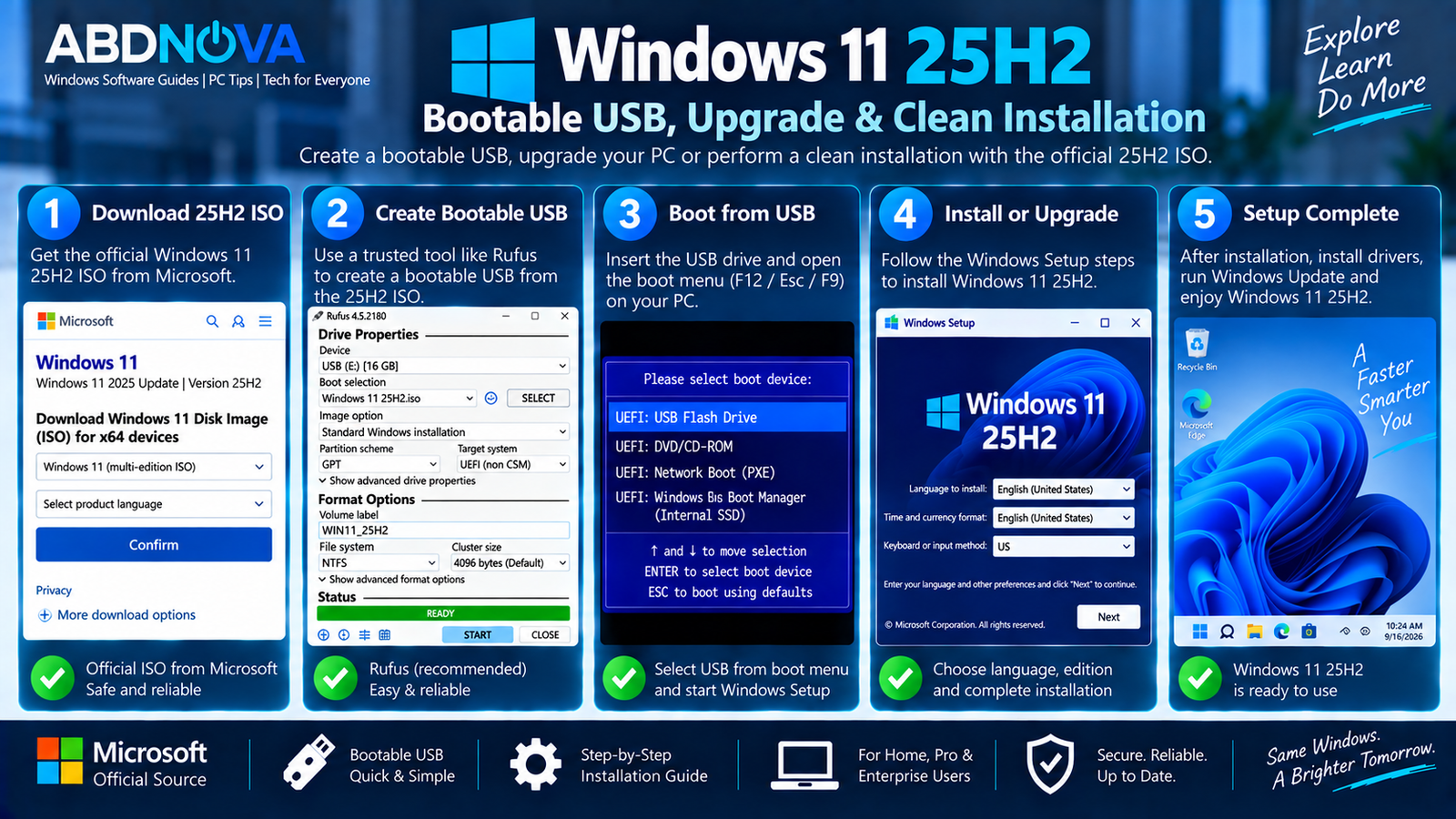 Windows 11 25H2 Bootable USB Upgrade and Clean Installation