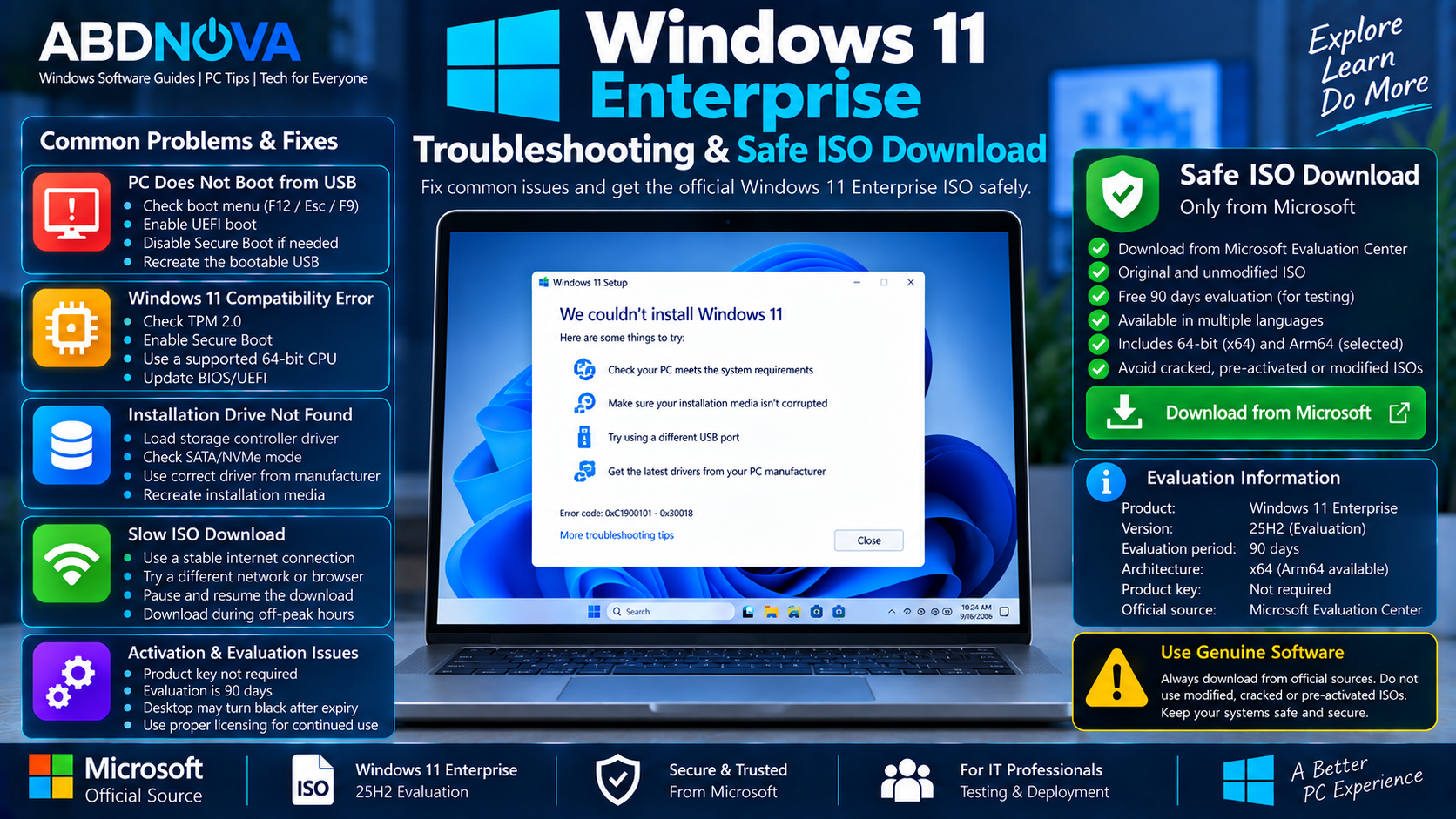Windows 11 Enterprise Troubleshooting and Safe ISO Download