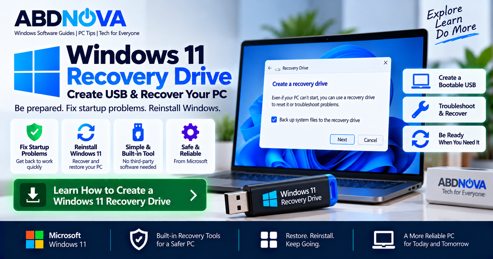 Windows 11 Recovery Drive Create USB and Recover Your PC