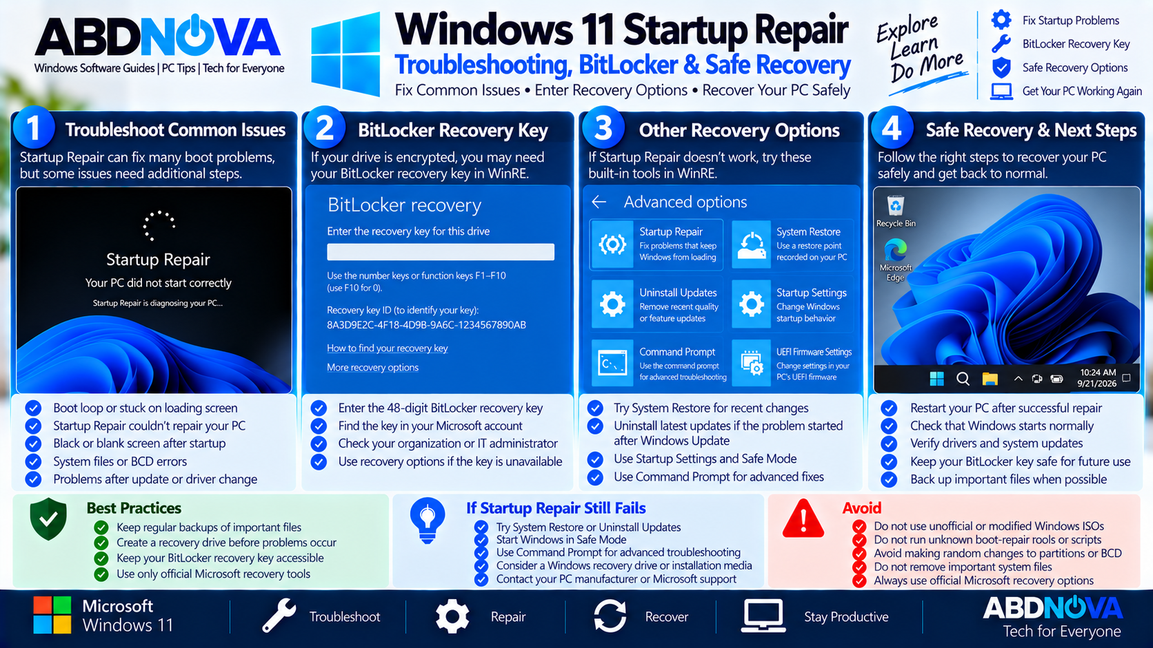 Windows 11 Startup Repair Troubleshooting BitLocker and Safe Recovery