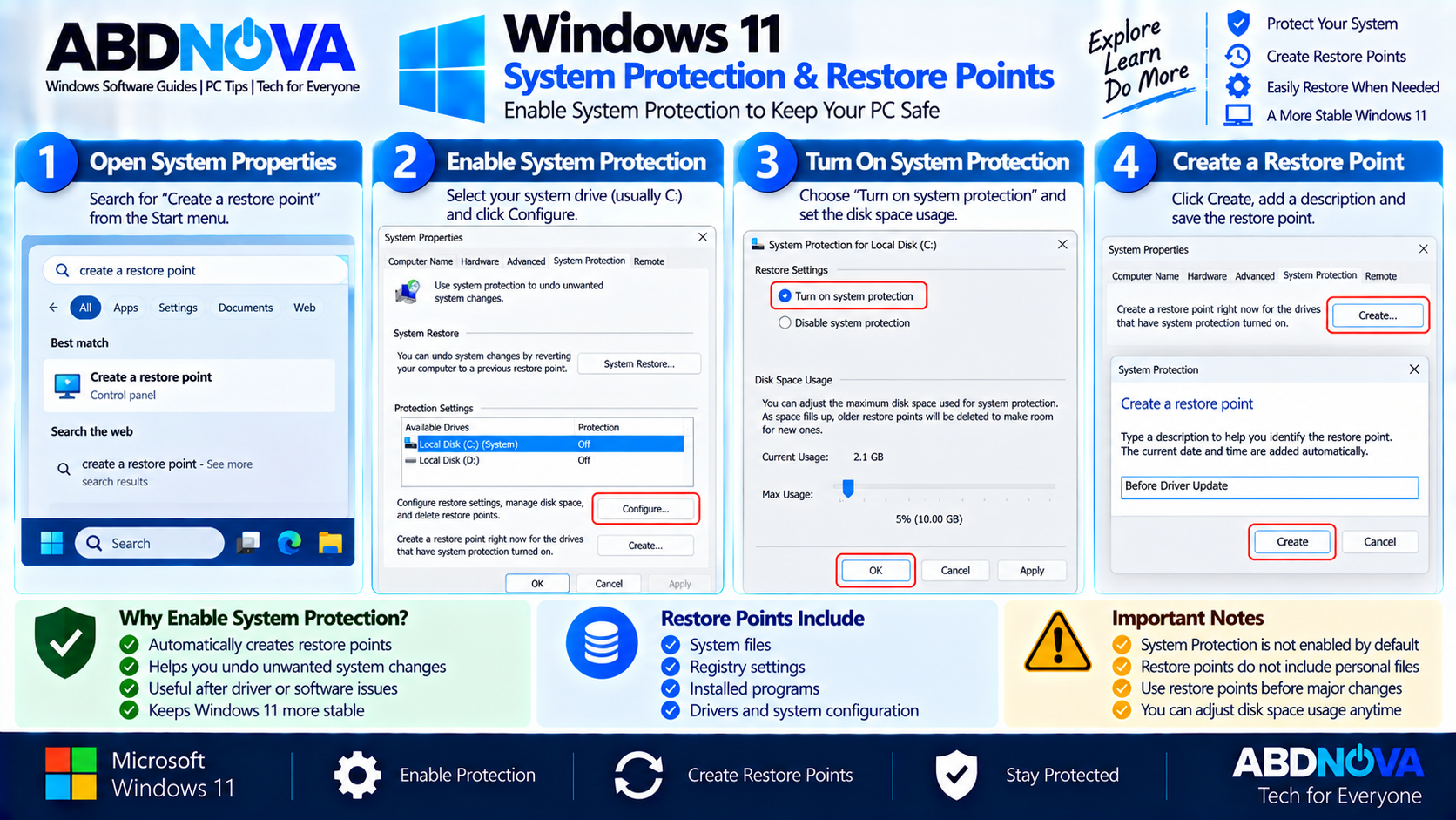 Windows 11 System Protection and Restore Points