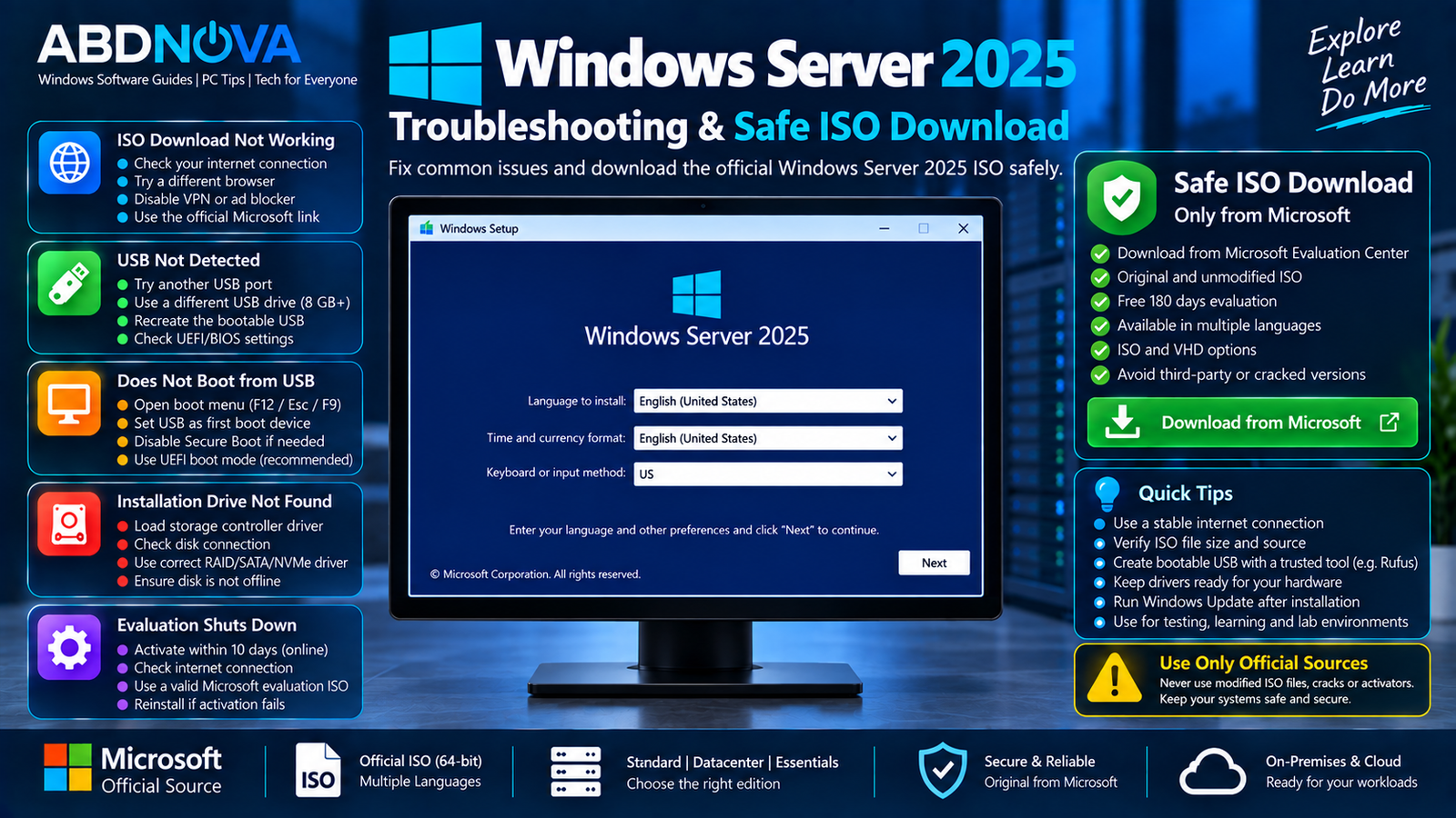 Windows Server 2025 Troubleshooting and Safe ISO Download