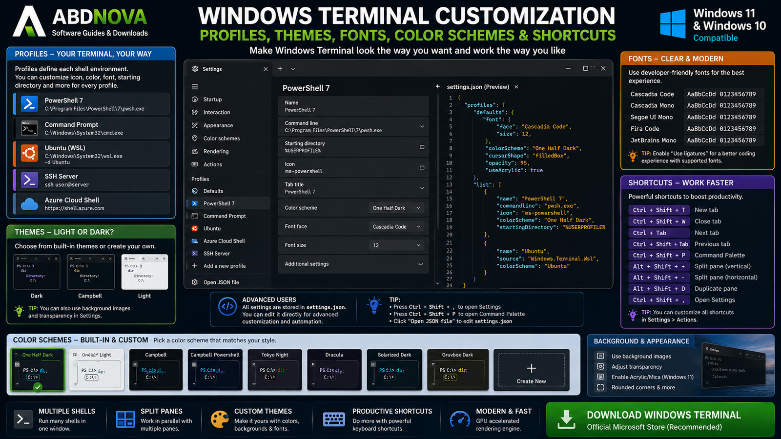 Windows Terminal Customization Profiles Themes and Appearance