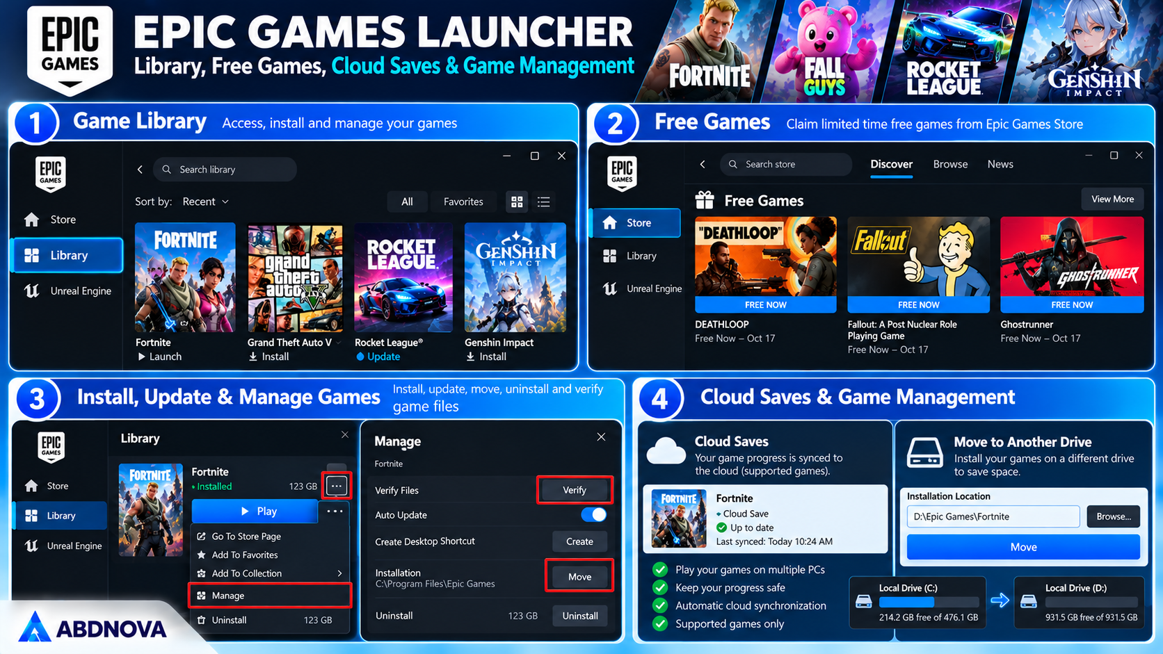 Epic Games Library Free Games Cloud Saves and Game Management