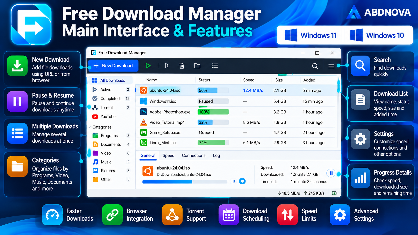 Free Download Manager Main Interface and Key Features