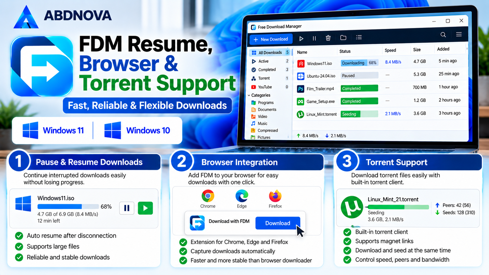 FDM Resume Downloads Browser Integration and Torrent Support