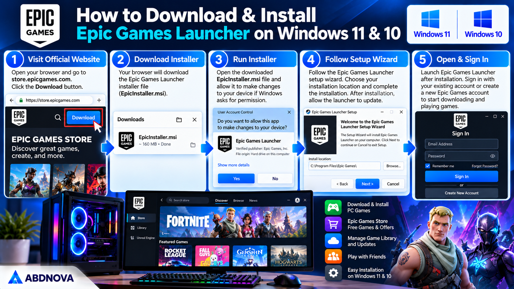 How to Download and Install Epic Games Launcher on Windows 11 and 10