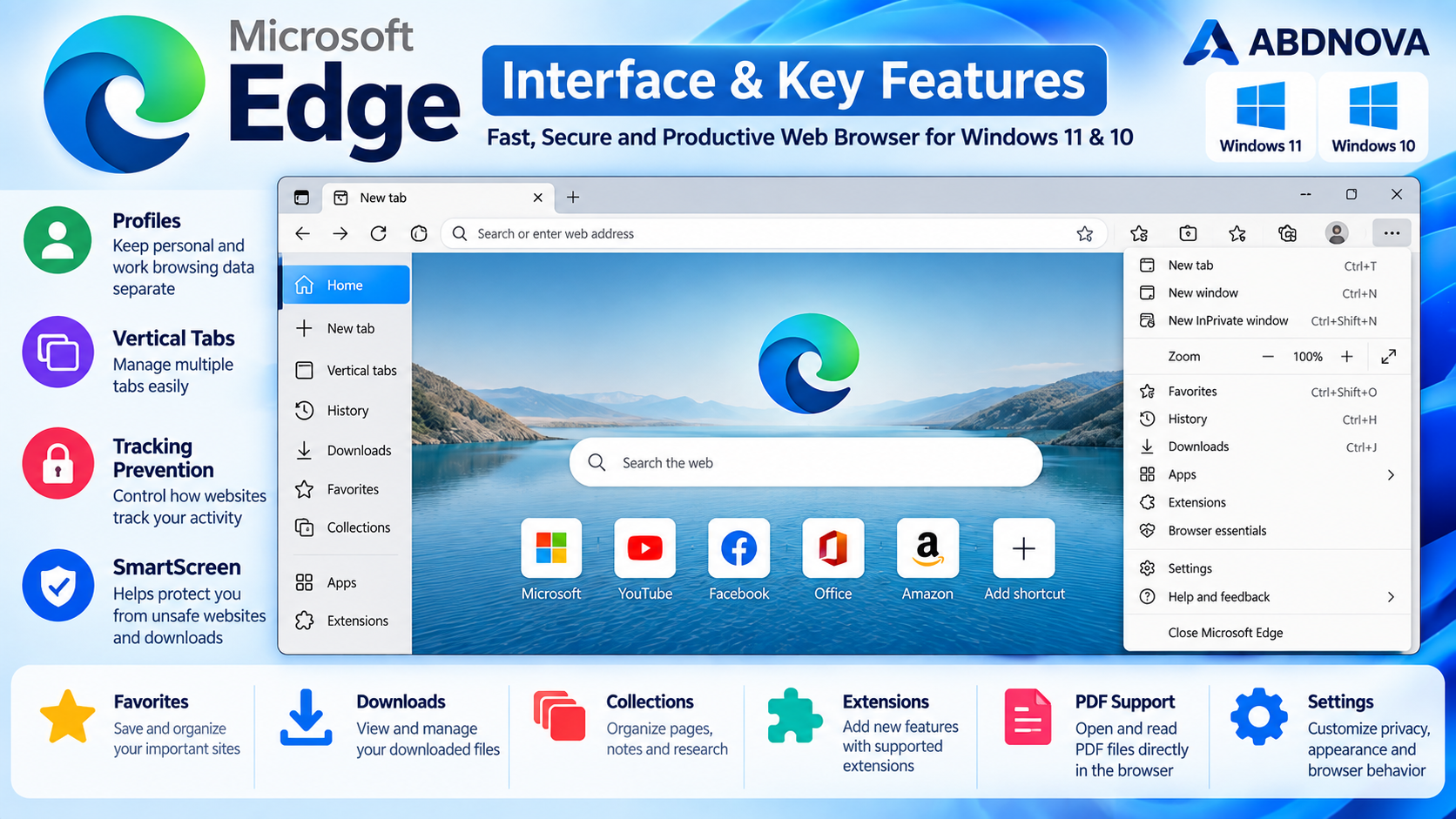 Microsoft Edge interface and key features