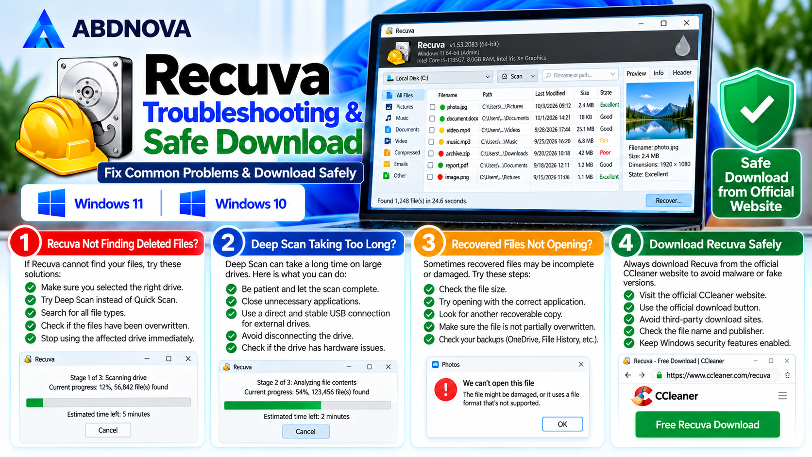 Recuva Troubleshooting and Safe Download for Windows