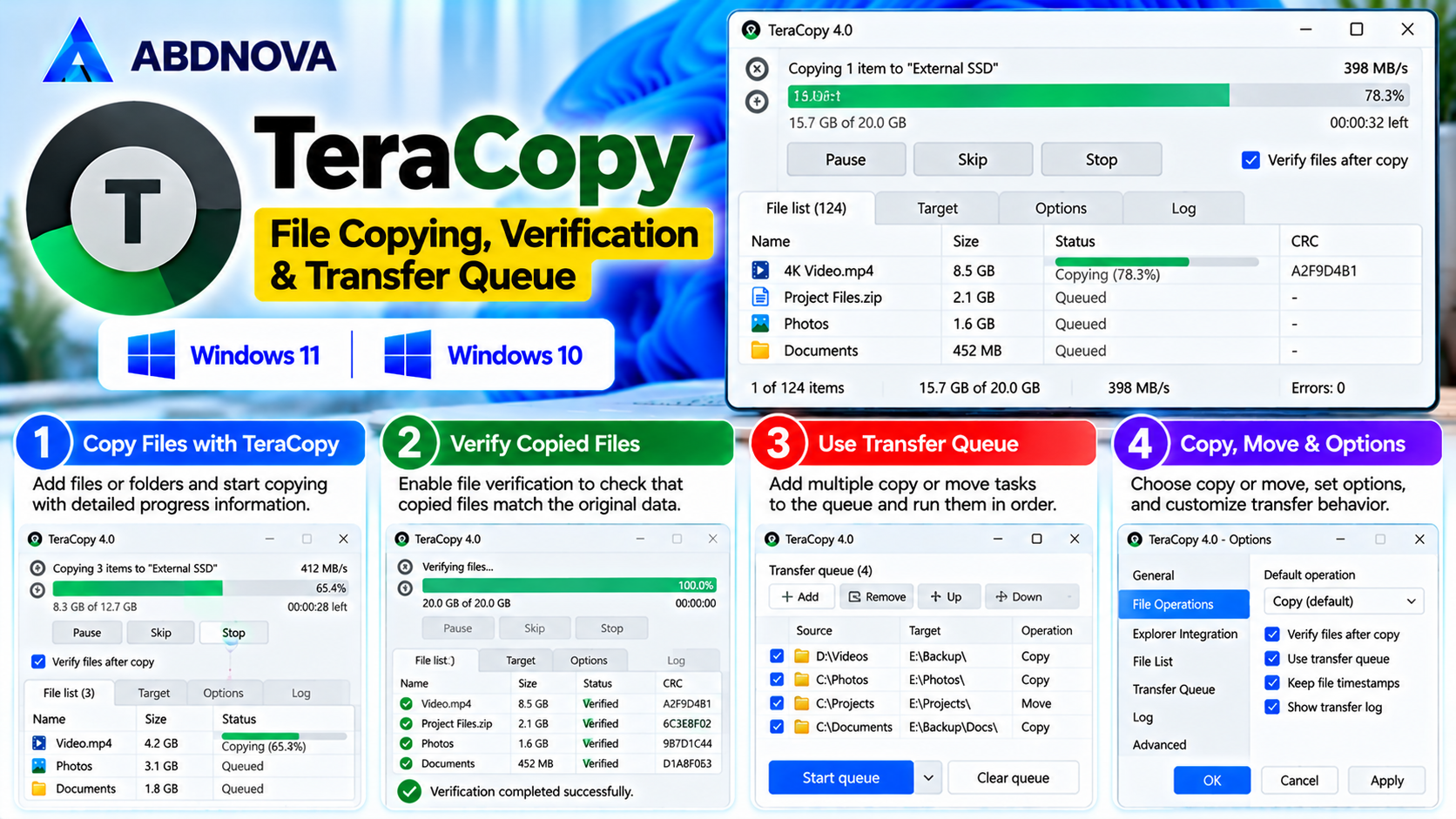 TeraCopy File Copying Verification and Transfer Queue