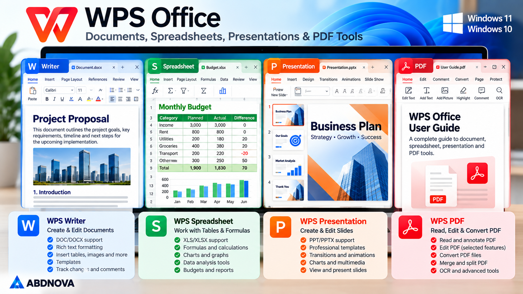 WPS Office Documents Spreadsheets Presentations and PDF Tools