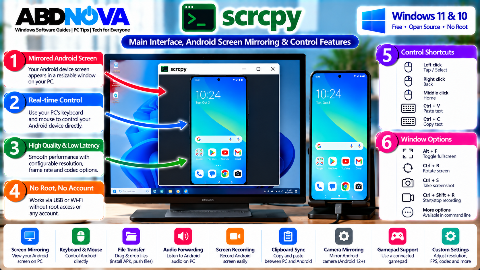 scrcpy Main Interface Android Screen Mirroring and Control
